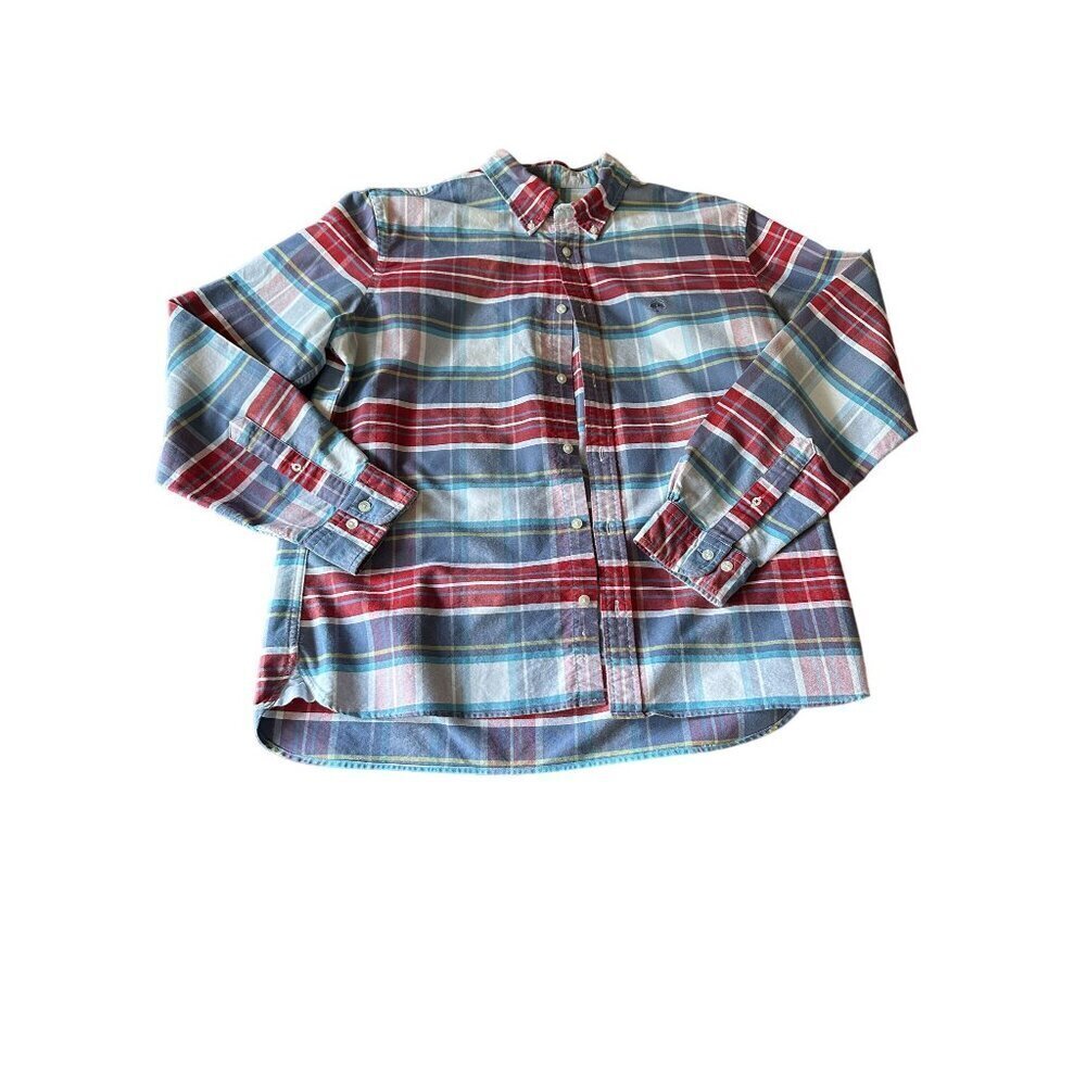 Brooks‎ Brothers Red Fleece Plaid Button-Down Shirt Large 100% Cotton